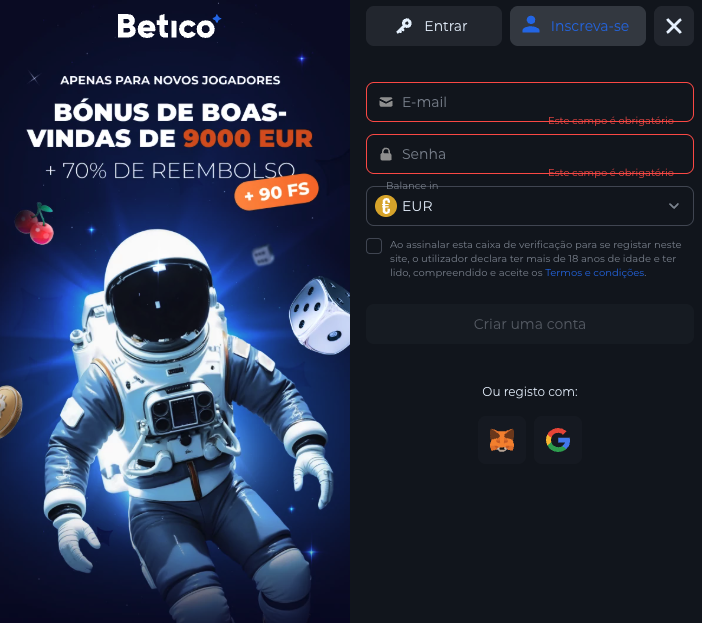 Betico Casino registo