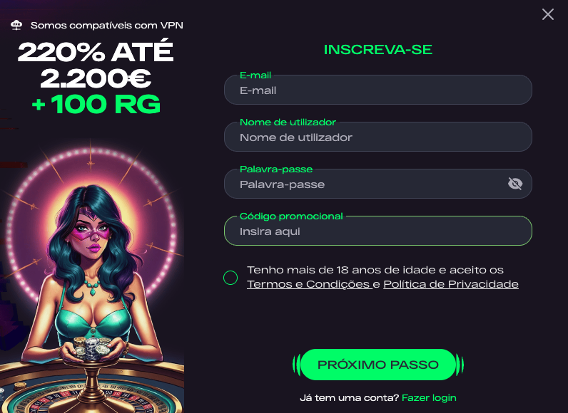 GlitchSpin Casino registo