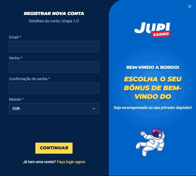 Registo no Jupi Casino Online Jupi Casino Online registo