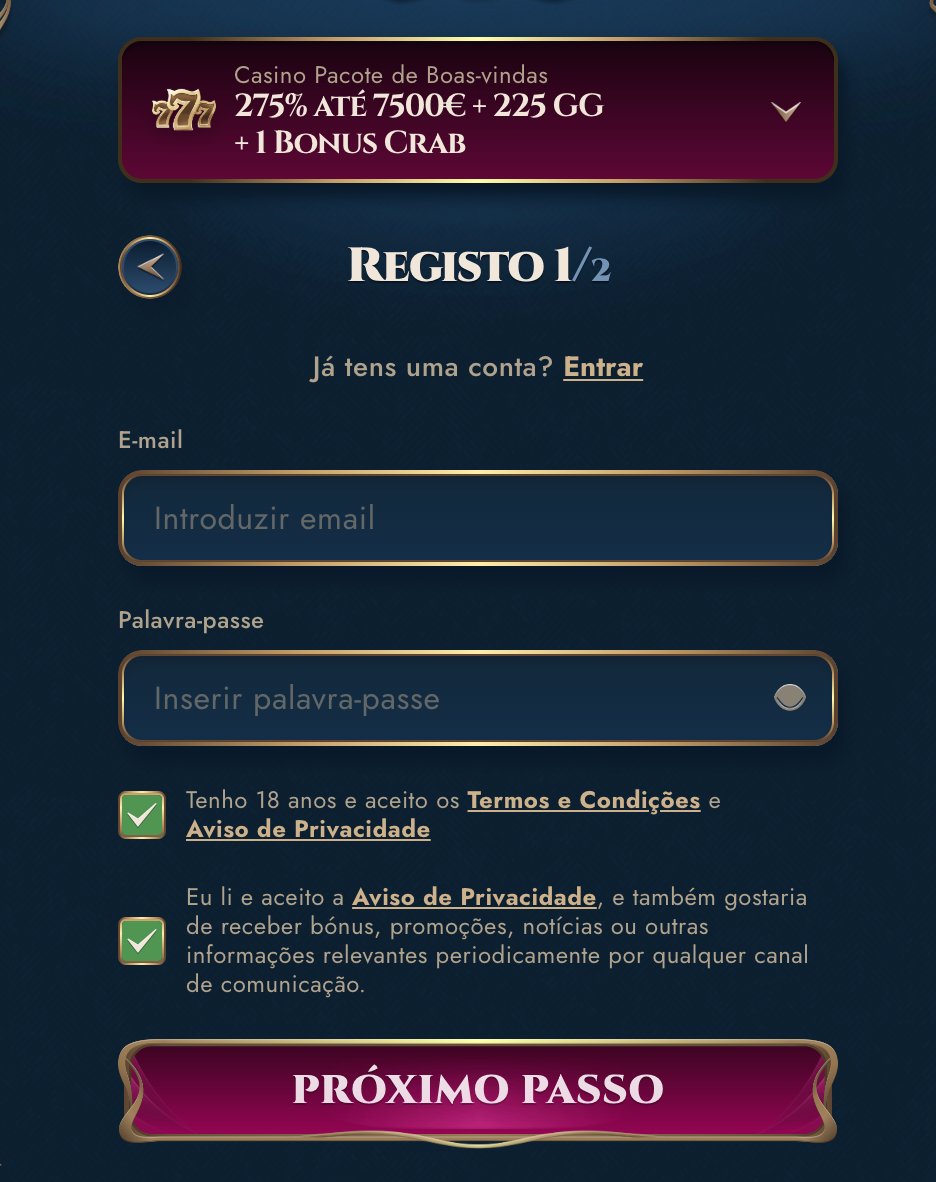 RichRoyal Casino registo