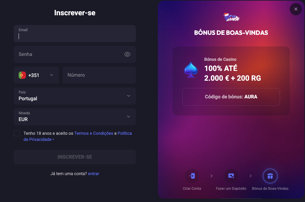 SpinAura Casino registo