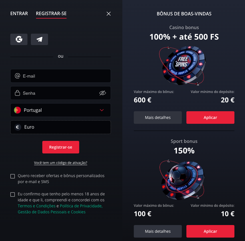 Starda Casino Online registo