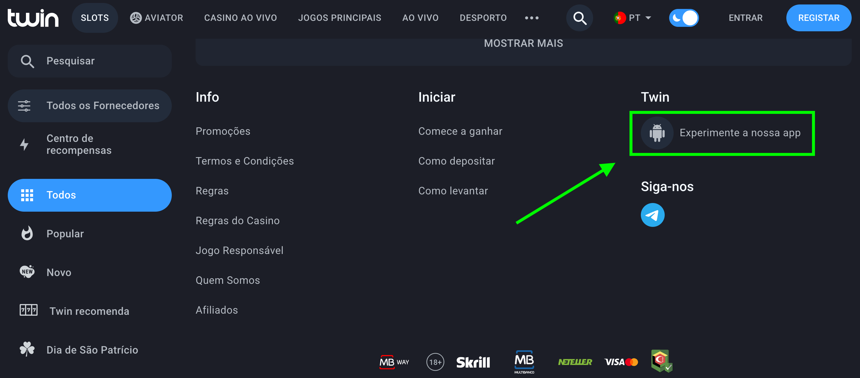 como instalar Twin Casino Android passo a passo