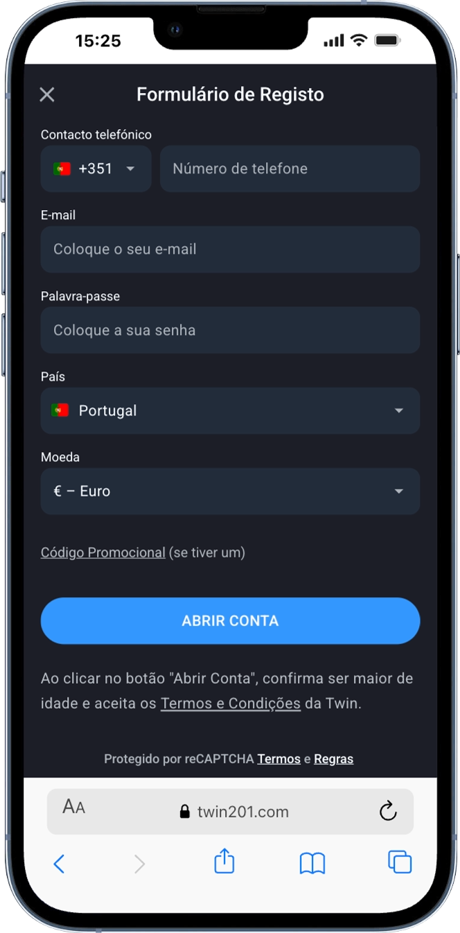 Registo Twin Casino Portugal