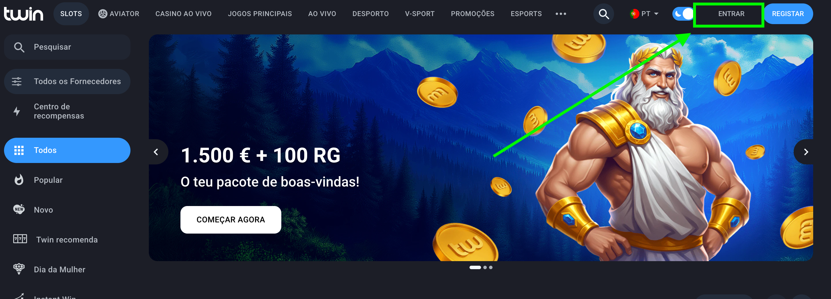 Entrar no Twin Casinor