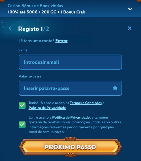 Winbay Casino registo