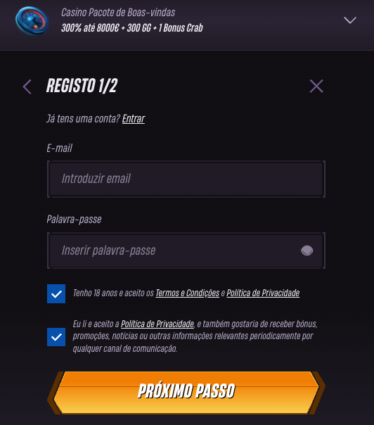 WinRolla Casino registo