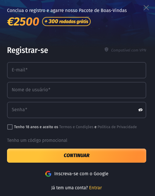 WinShark Casino registo