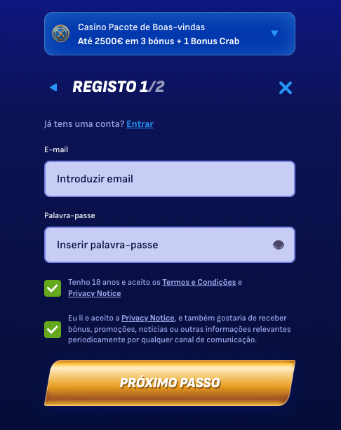Wonaco Casino registo